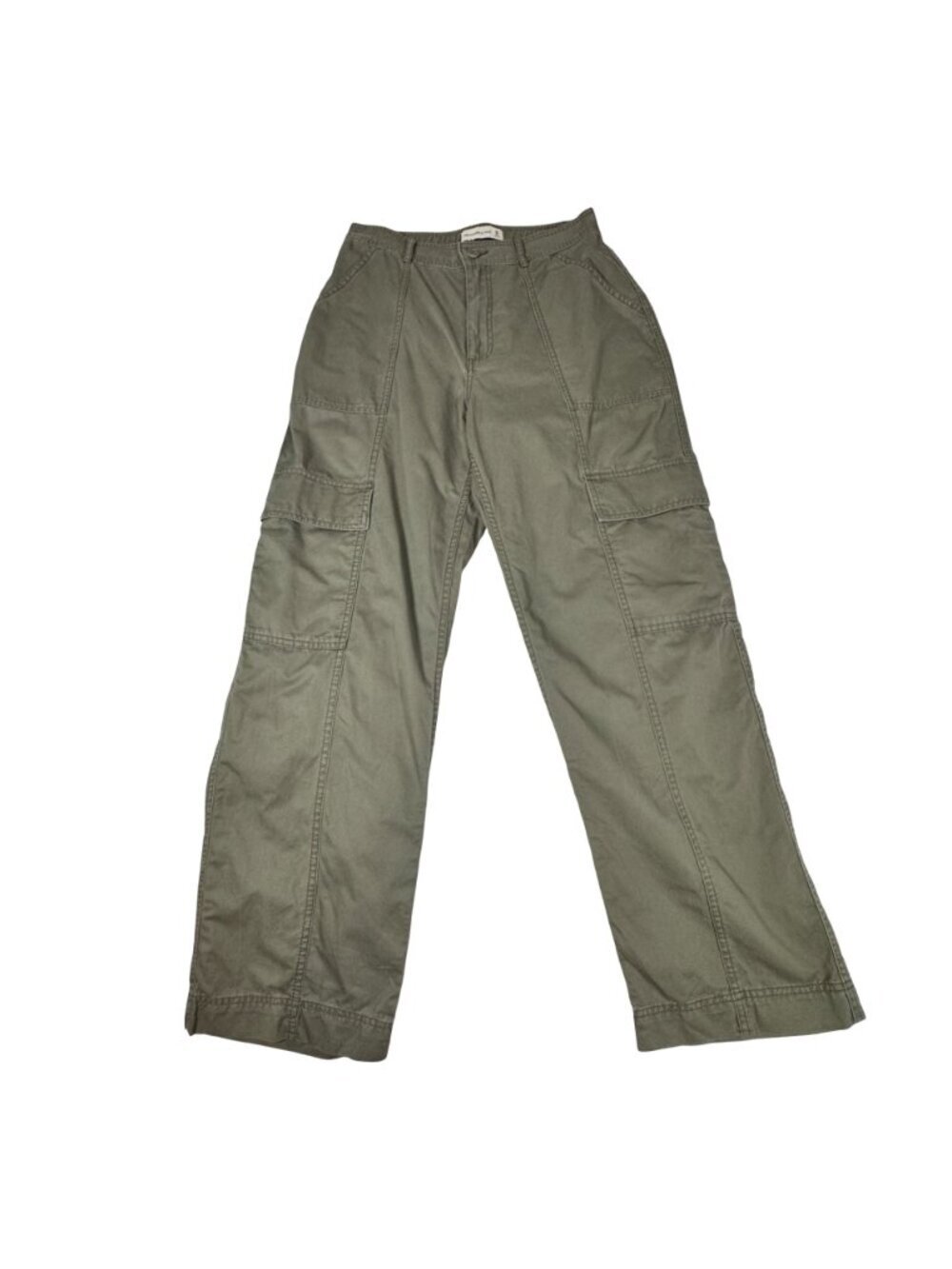 Abercrombie Fitch Womens Cargo Pants Sz 10 Olive High Rise Relaxed - Picture 2 of 15